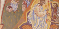 Détail de la fresque de la Résurrection peinte par Nicolaï Greschny (1912-1985). Elle se situe autour de baptistère de l'église Saint-Thomas-de-Cantorbury à Cahuzac-sur-Vère (81)