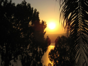 Lever de soleil sur le lac de Tibériade.