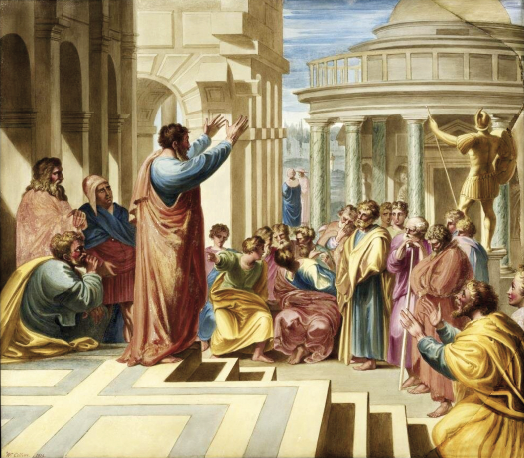 Tableau du peintre Raffael représentant saint Paul prêchant à Athènes